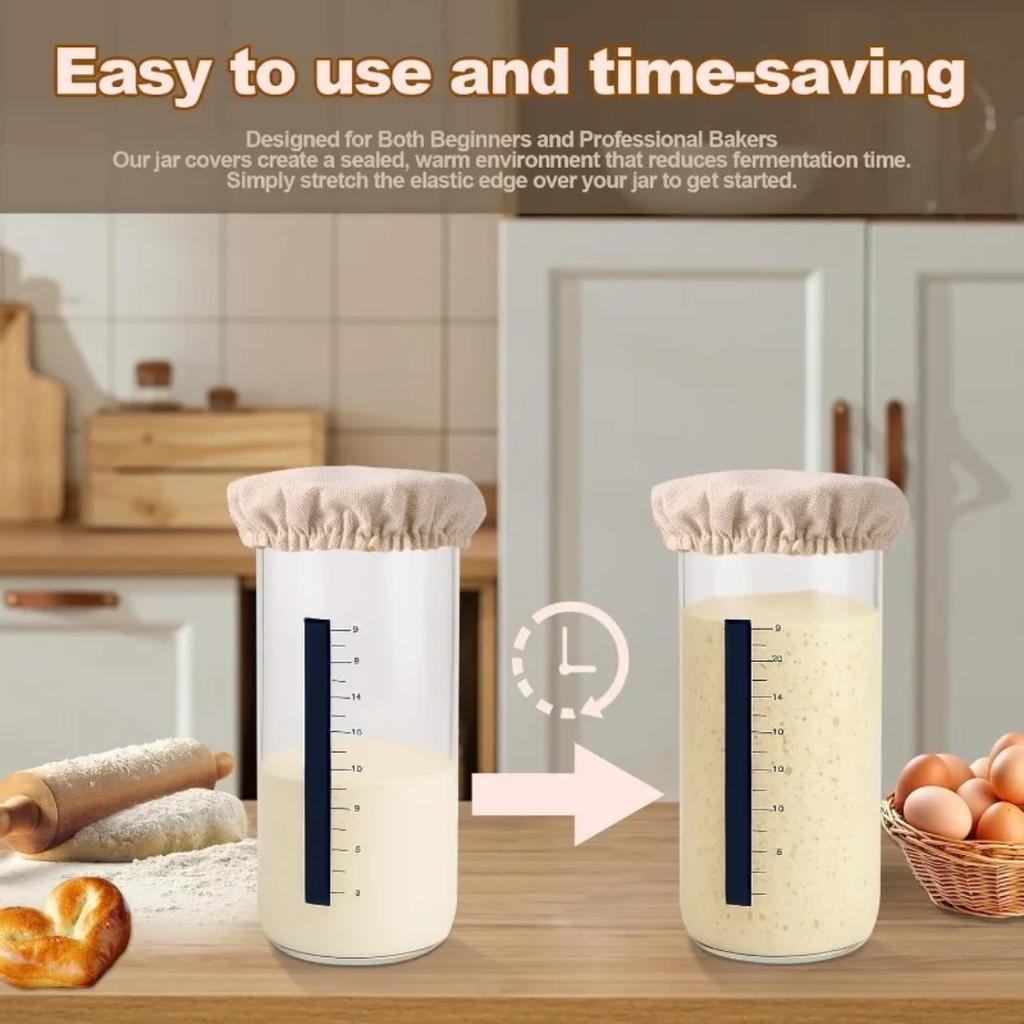 Elastic Cloth Covers Round Bread Proofing Cover Sourdough Starter Jars Cloth Liner Bread Fermentation Jar Covers Baking Supplies