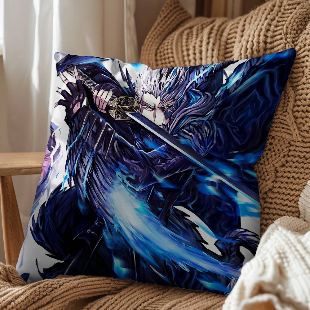 Power Vergil Game Devil May Cry Pillow Case Sofa Living Room Bedroom Headboard Backrest Cushion Square Cushion Nap Time