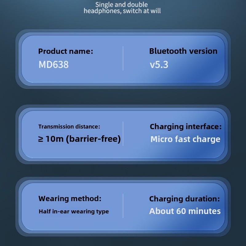 Drahtloses Bluetooth-Headset Business Einzelohr Hängendes Ohr Drahtloses Bluetooth-Headset Extra Lange Standby-Zeit