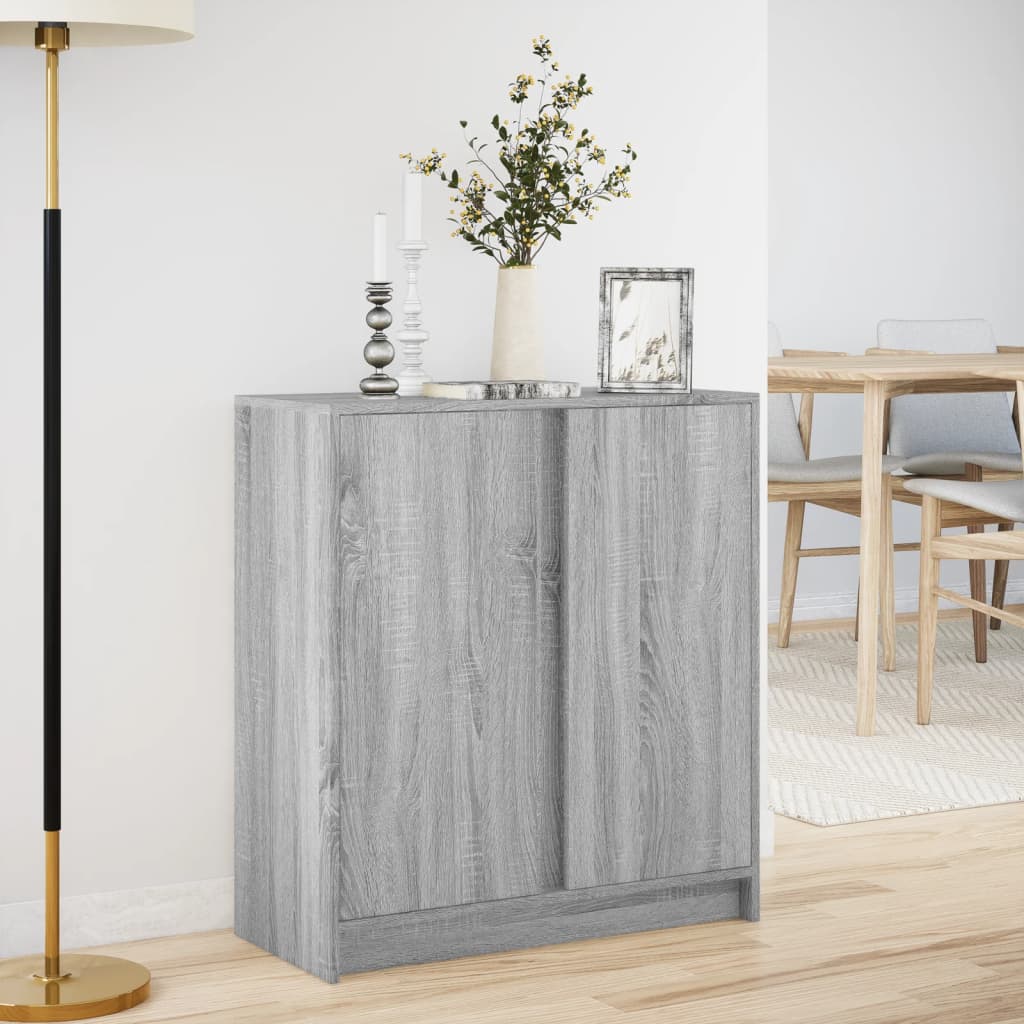 LED Sideboard Grey Sonoma 77 x 34 x 85 cm Particleboard
