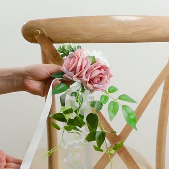 

Яркий стул в скандинавском стиле без увядания, цветок на спине, украшение для свадебного стула, букет, искусственный цветок розы, Декор для вечеринки