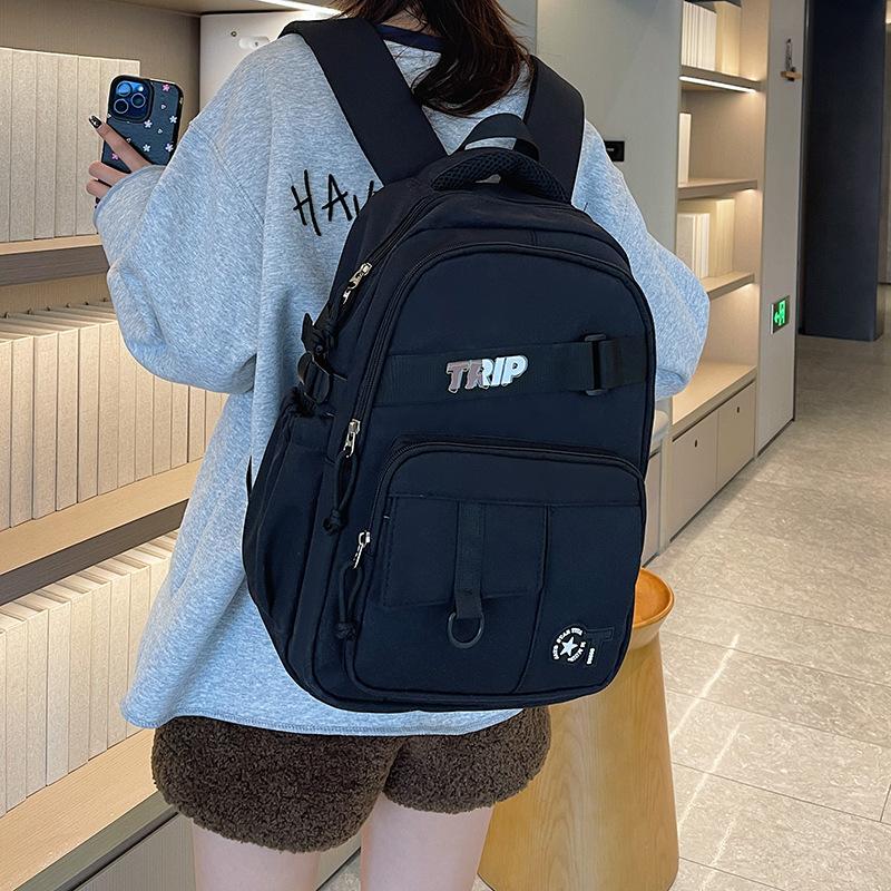 New solid color small fresh schoolbag junior high school college student backpack campus simple backpack