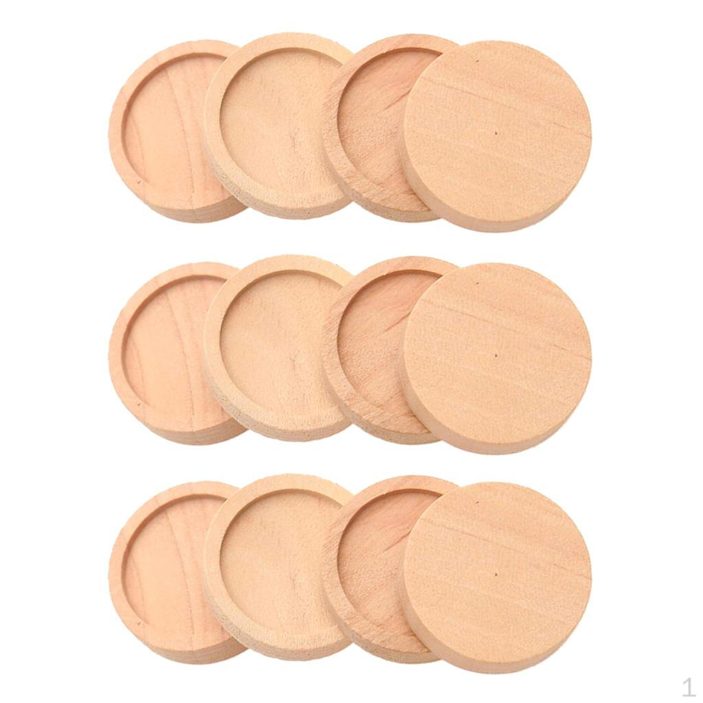 150 Pieces Natural Wood Pendants Empty Base Settings DIY Jewelry Cabochon Rhinestones