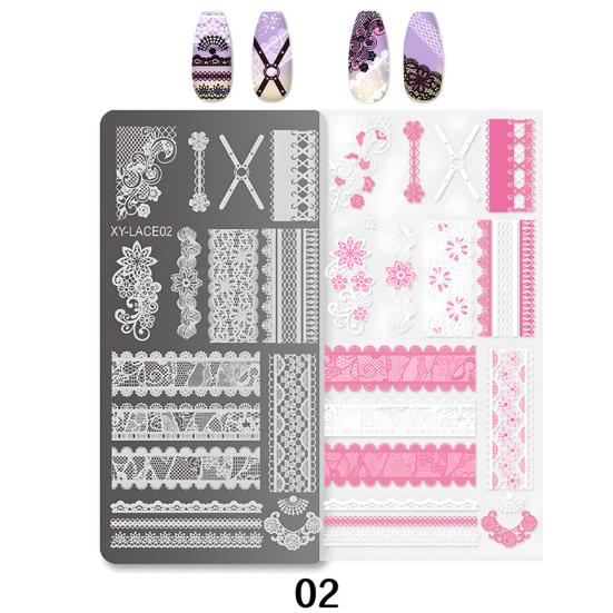 Stamping Plates Set Bows Flowers Lace Design Manicures Decoration Metal Plate Transfer Sweet Series Template