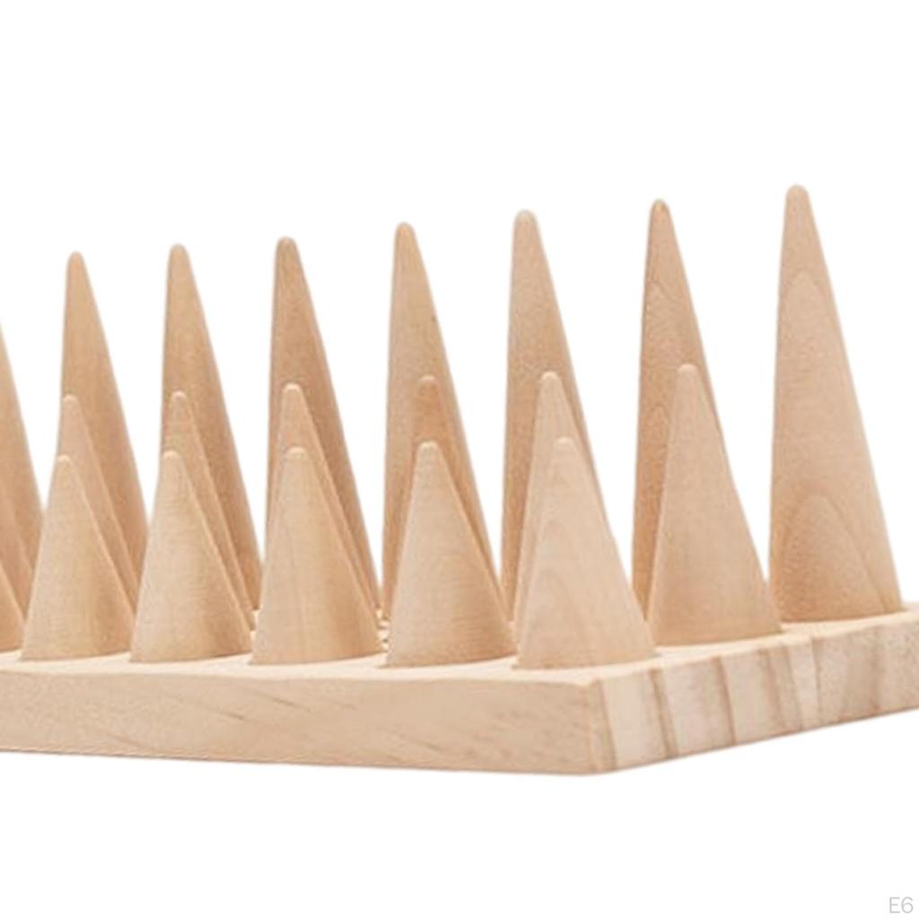 Conical rings Display Stand Holder Wedding Rack Shelf Decoration Wood for Retail Shop DIY