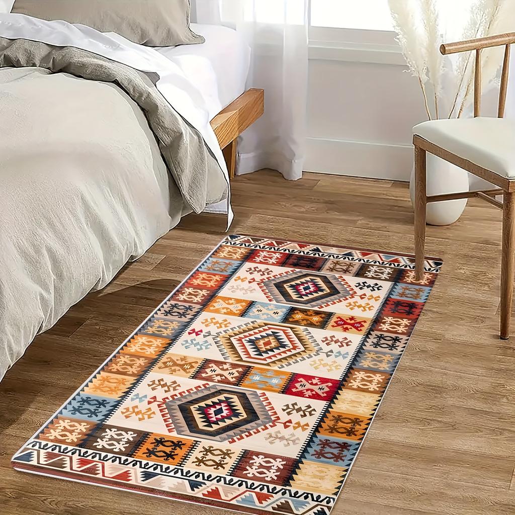 VIKAMA Retro Ethnic Style Carpet Colorful Mat Doormat Welcome Mat Warm Large Area Rug For Bedroom Carpet For Live Room Home Deco