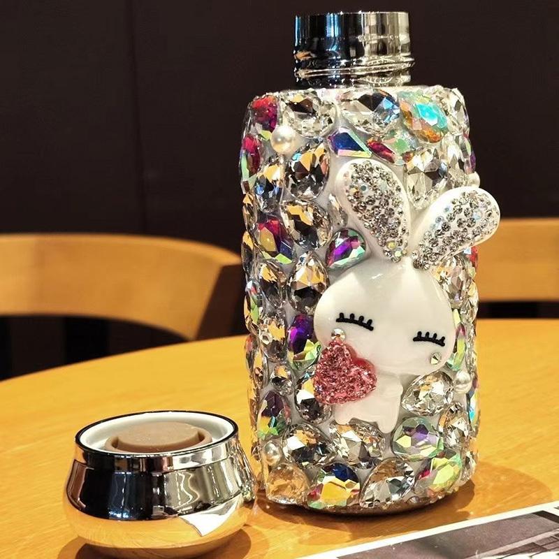 Diamond Thermos Bottle Rhinestone Insulated Pocket Cup Mug Double Wall Vacuum Stainless Steel Water Bottle