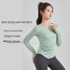 New Fashion V-Neck Long Sleeve Slim Fit Yoga Top - Quick-Dry, Breathable Sportswear