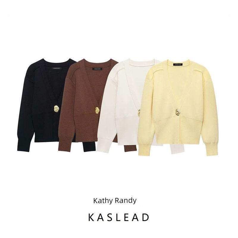 Kaslead New Women Clothes Western Style Fashion Simple and Versatile Knit Cardigan Outerwear 930073