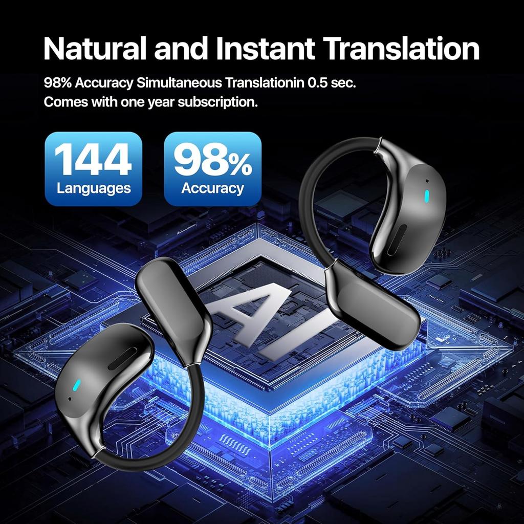 AI Language Translation Earbuds Touch Screen Real Time Wrieless Translator Earphones Subscription144 Languages & Accents Translation Device Headphones