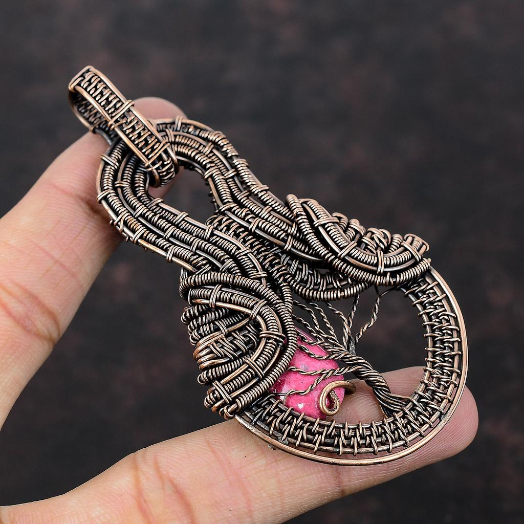 Tree Of Life Thulite Pendant Copper Wire Wrapped Gemstone Pendant Copper Wire Wrap Jewelry Handmade Pendant Gift For Women Beautiful Jewelry
