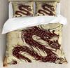 Japanese Dragon Bedding Set For Bedroom Bed Home Tribal Tattoo Style Asian Indigenous Cre Duvet Cover Quilt Cover And Pillowcase