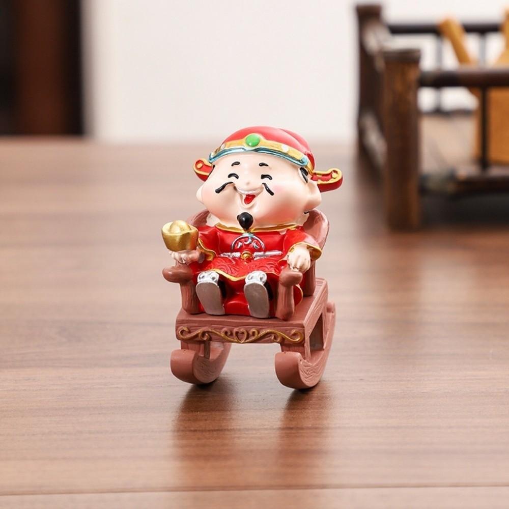 Resin God of Wealth Ornament Best Wishes Fortune Desktop Decoration Workstation Ornament