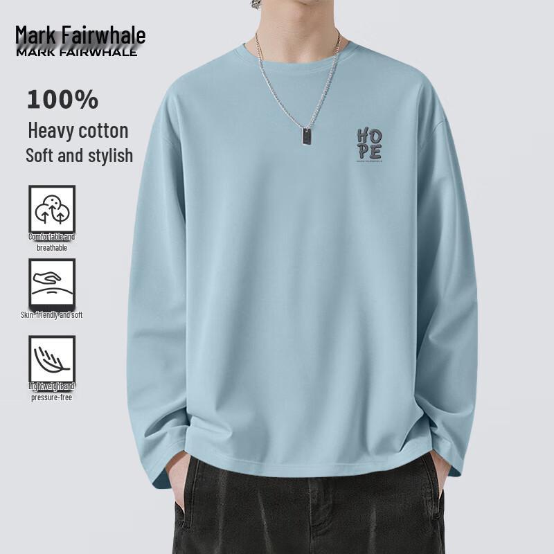 Mark Fairwhale Men's Pure Cotton Loose Fit Long Sleeve T-shirt
