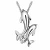 Collar con colgante doble de delfines chapado en circonio coreano