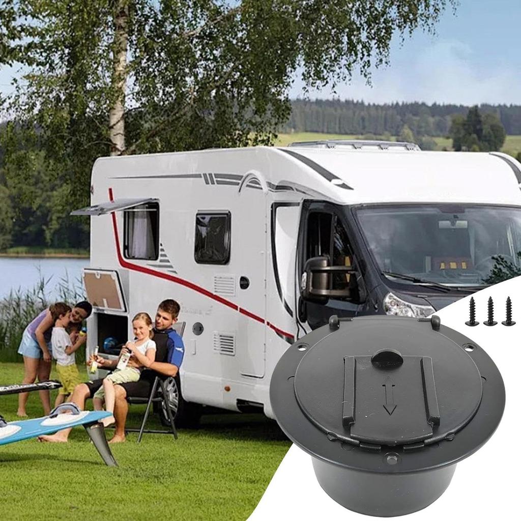 RV Plug Cover, RV Power Cord Cover | Black RV Cord Hatch Cover with