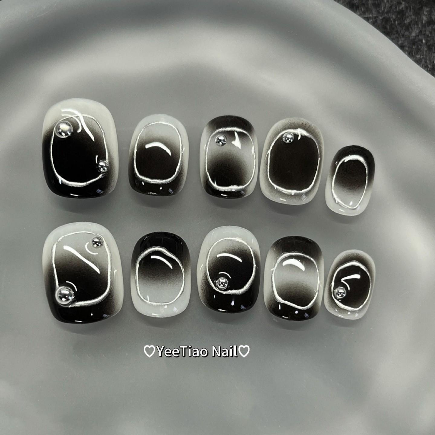 

Xiaohongshu Neon Mist Punk Style Handmade Press-On Nails – Dark, Eerie, Unique Design M