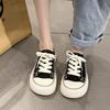 Ugly cute half-drag big-headed women's little white shoes milk Huhu niche summer versatile canvas 2025 new thick-soled ugly cute board shoes