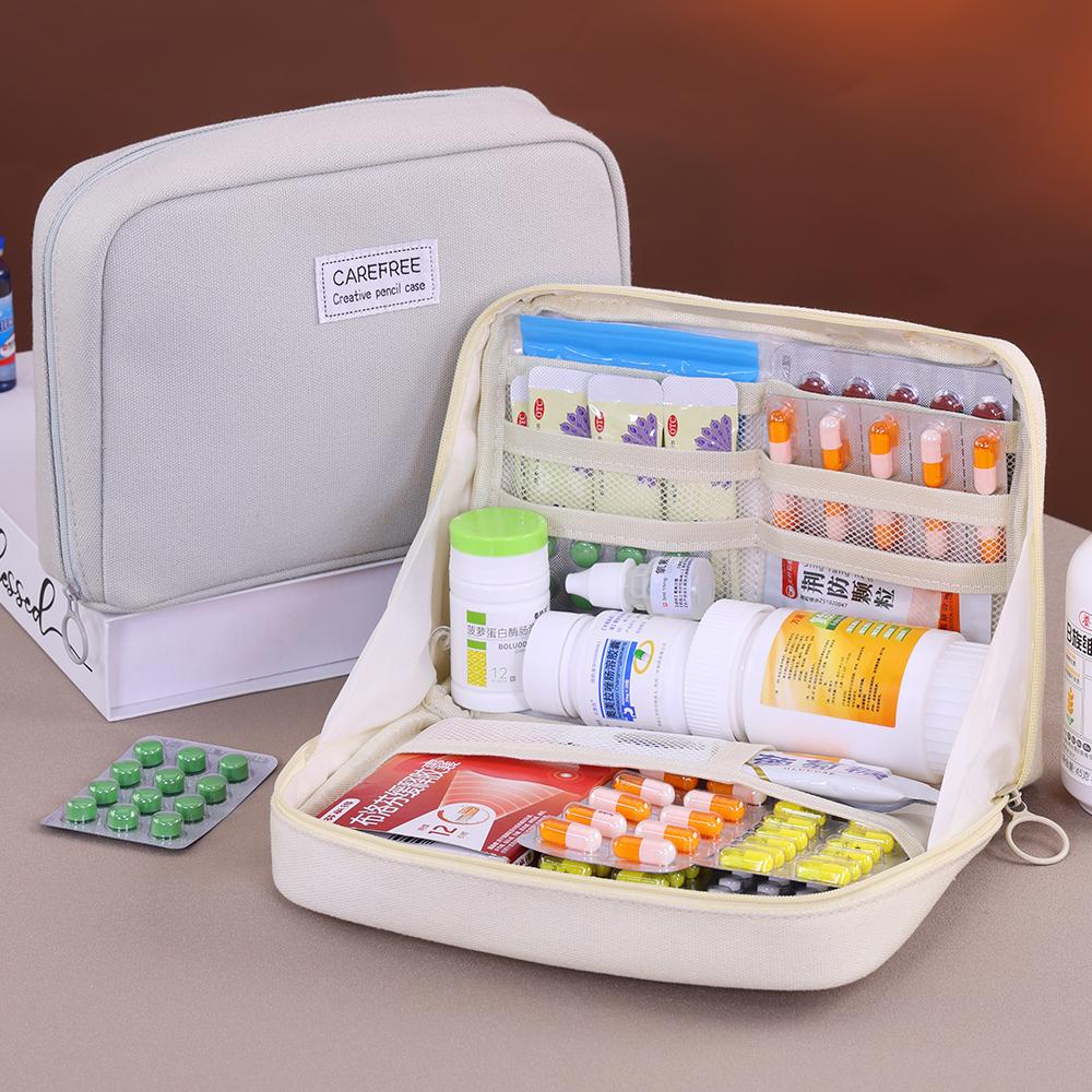 Large Capaci Medicine Bag for Men Women First Aid Kit with Zip Sort Outdoor Travel Essential Storage Pouch Mini Tote Capsule Bag