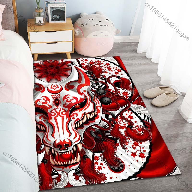 

1PC Red and White Mask Totem Carpet for Living Room Bedroom Sofa Home Decor Rus Non-slip Floor Mat Luxury Gift Multiple Sizes 40cm x 60cm
