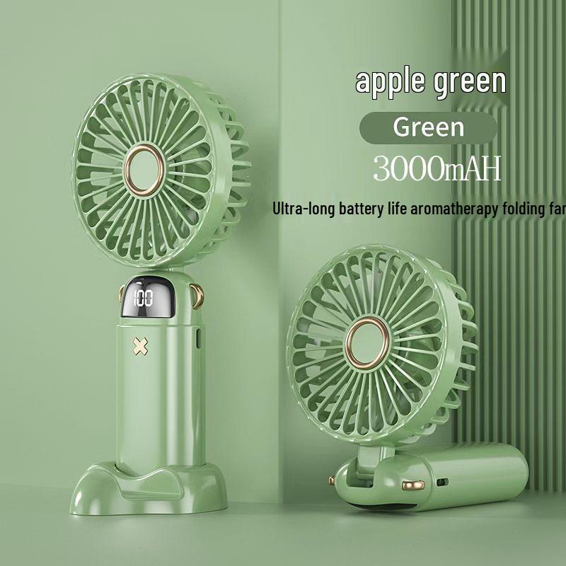 2026 Portable USB Electric Fan: Digital Display, Neck Hanging, Folding, Desktop Aromatherapy. 3600mAh