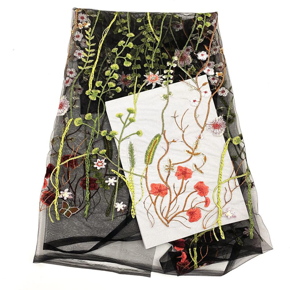 1 Yard Florals Lace Embroidered Printed Net Fabric Black White Soft Mesh DIY Clothes Wedding Dress Tutu Skirt Curtain Crafts