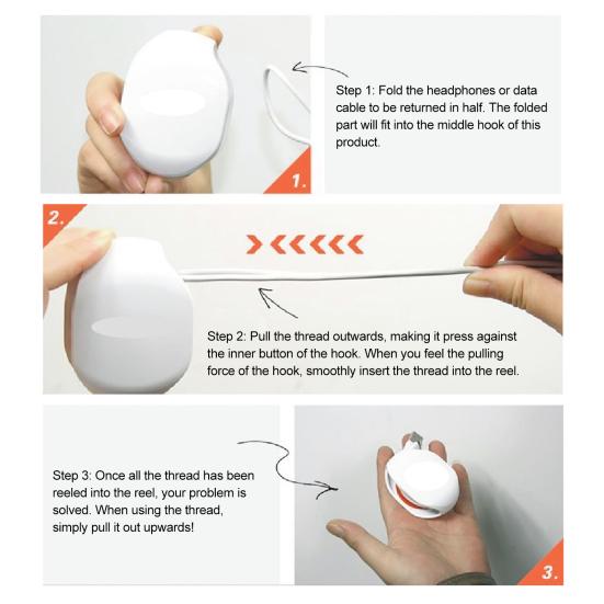 Automatic Cord Winder Portable Travel Retractable Headphone USB Data Charging Cable Organizer Auto Roll Wire Management Reel Holder