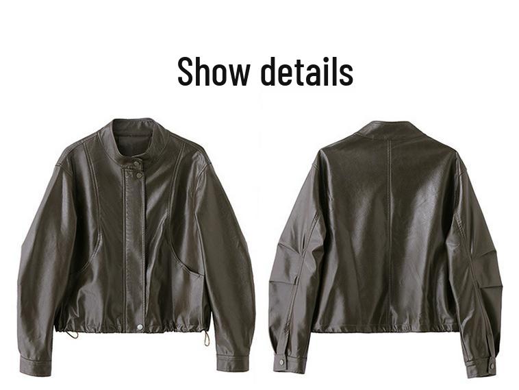 2025 Women's Korean Fashion Genuine Red Ancola Leather Jacket - Autumn/Winter Lambskin Trend