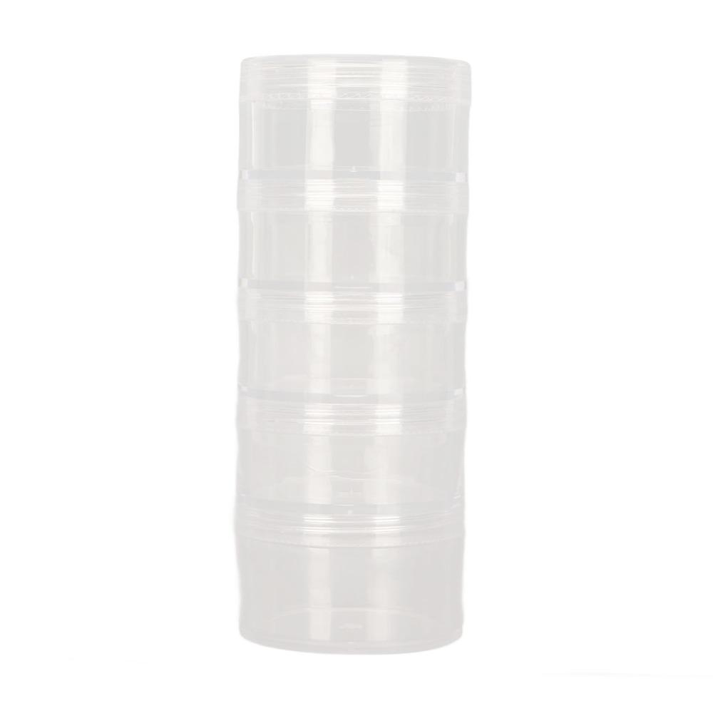 5pcs 5 Layer Design Watch Parts Storage Box Transparent Material Round Shape Watch Movement Parts Box Clear Plastic