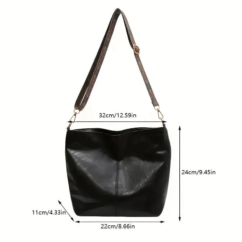 European & American Fashion Women's Retro PU Leather Shoulder Crossbody Bucket Bag