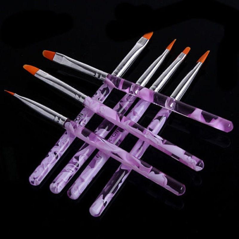 7Pcs1Set Fashion Women Ladies  UV Gel Nail Art Brush Acrylic Polish Painting Design Pen Kit Tools