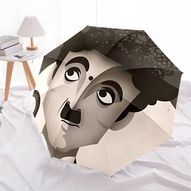 1pc Charlie Chaplin Automatic Folding Umbrella, Portable Collapsible Design, Casual Outdoor Accessory L1127072