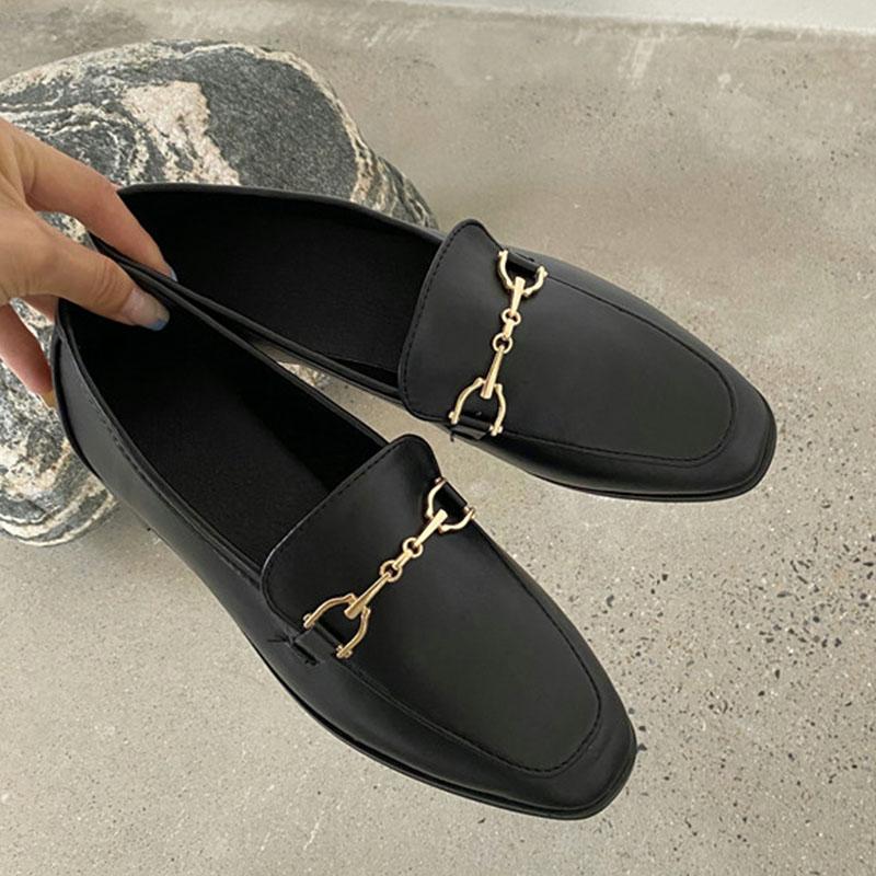 Fashion Comemore 2025 Spring Women Slip On Loafer Spring Fashion Ladies British Metal Flat Shoes Pumps Female Green Casual Leather Flats