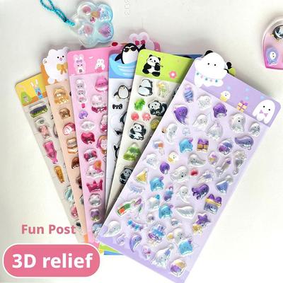 Autocollant Kawaii Dessin Animé Gelée Relief 3D Autocollants Gonflés Mignons pour Enfants Scrapbooking DIY Journal Planificateur Papeterie Décoration