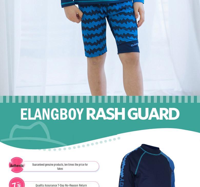 Boys' Blue Quick-Dry Korean Style Long-Sleeve Sun Protection Swimwear Set with Cap, Plus Size