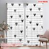 2pcs,2D Plane Printing Curtains Hearts On Wavy Lines Versatile Polyester (without Rod) Festive Ldeal for Bedroom, Living Room,