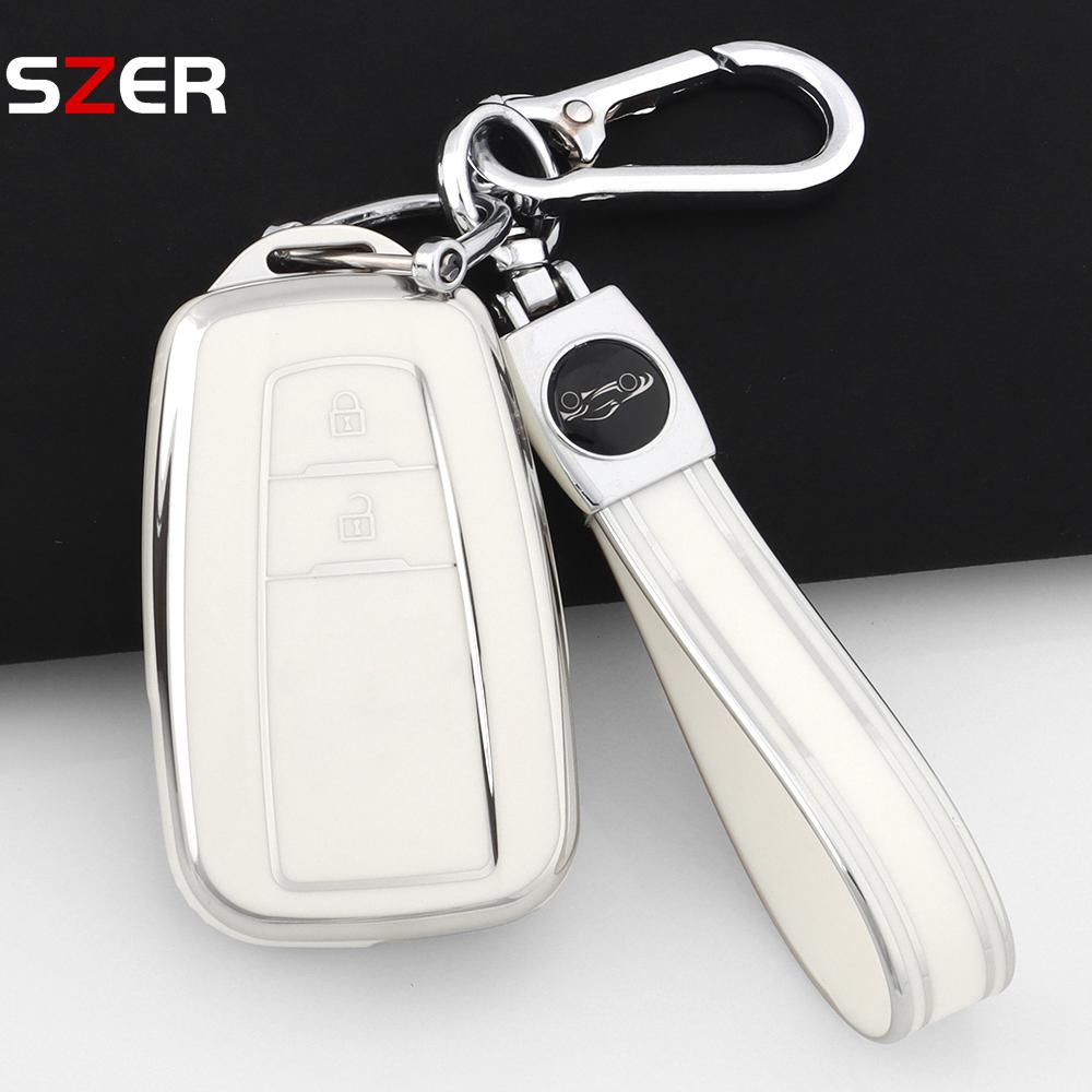 2 Buttons For Toyota Prius Camry Corolla Chr C-Hr Rav4 Land Cruiser Prado Tpu Car Key Case Cover Shell Fob Keychain Accessories