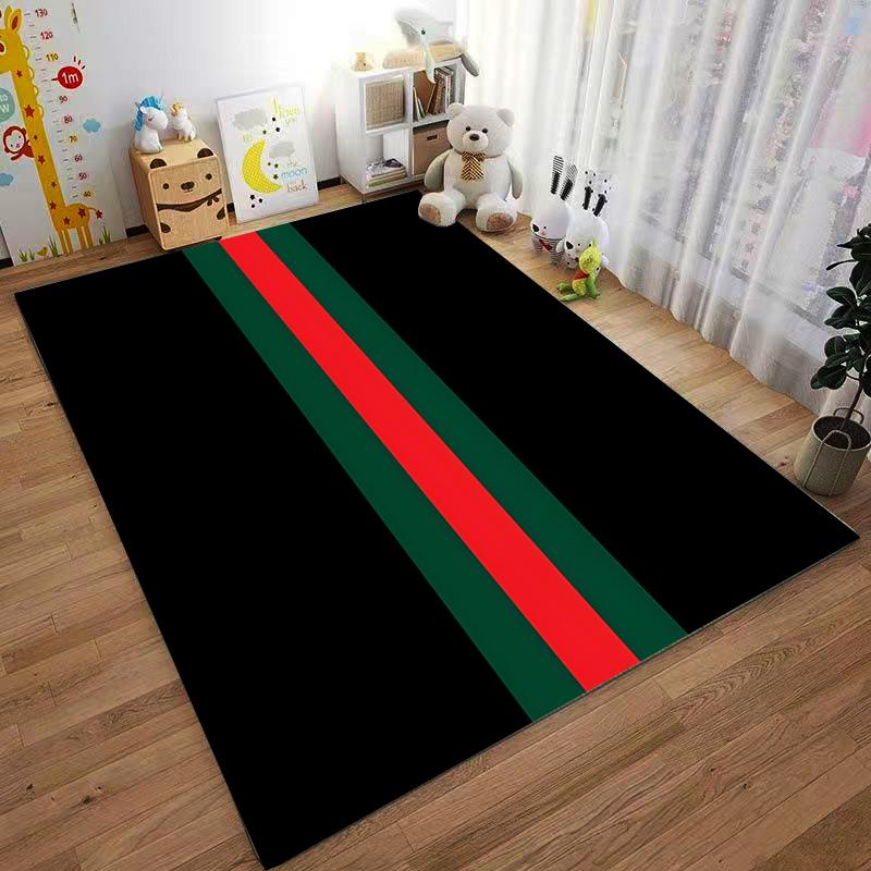 Black Red Green Stripe carpet Designed floor mat, suitable as a non-slip mat for the living room or bedroom sofa