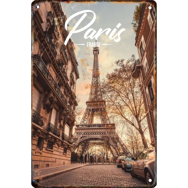 Cityscape Travel Metallschild, Urbanes Landschafts-Wanddekor 20x30cm