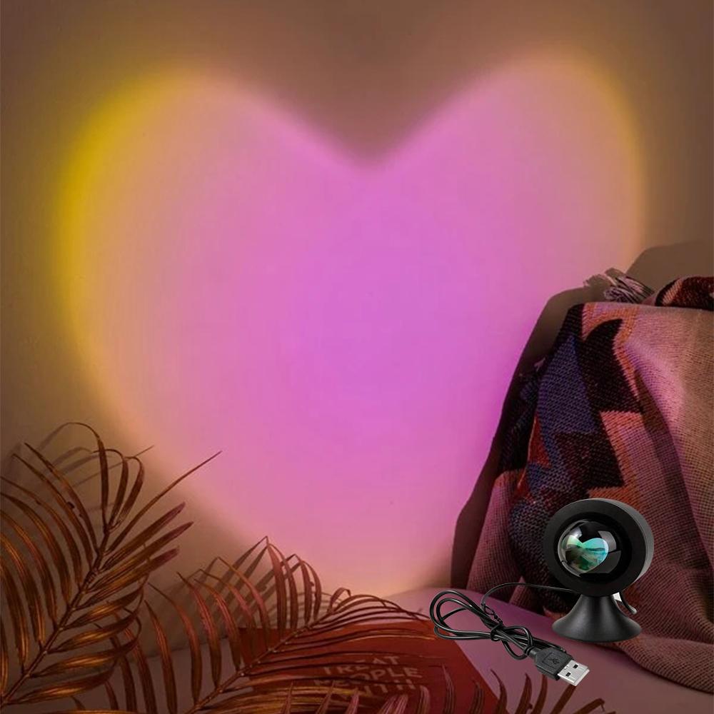 

Sunset Light Love Projector Night Light Sunset Projection LED Настольная лампа Спальня Атмосфера Радужный Свет Декоративный Светильник 3w красный