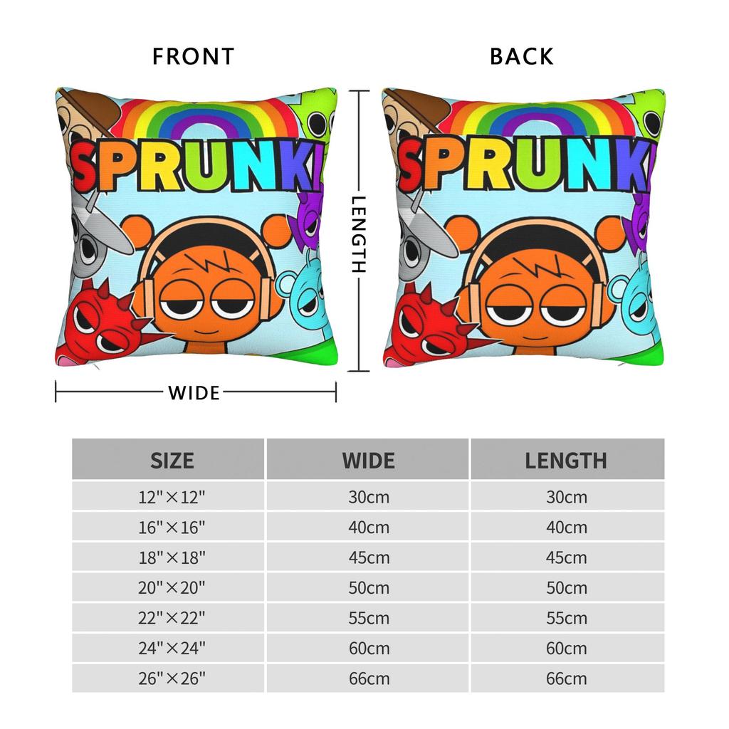 Rainbow Sprunki Game Pillowcase Polyester Cushion Cover Decor Cartoon Pillow Case Cover Home Wholesale 45*45cm