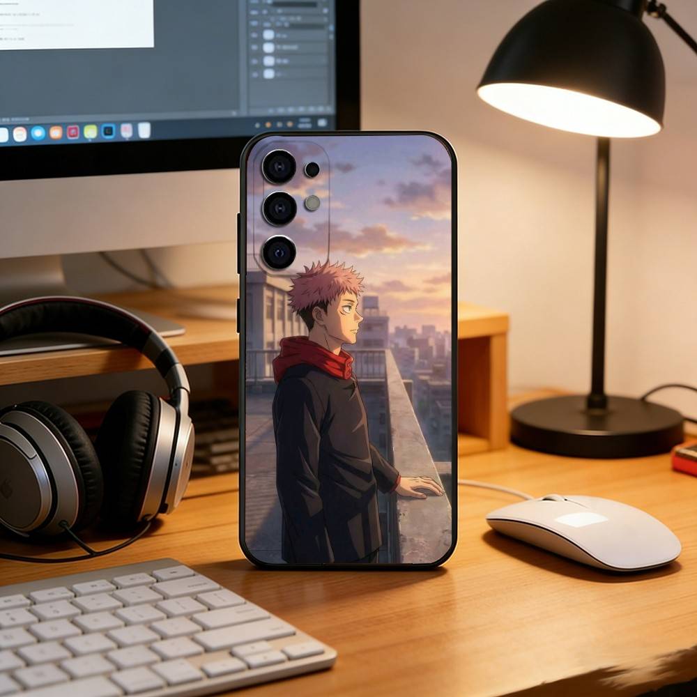 Anime J-Jujutsu Kaisen Y-Yuji Itadori Phone Case Black Silicone Soft For Samsung S25,S24,S21,S22,S23,S30,Ultra,S20,Plus,Fe,Lite