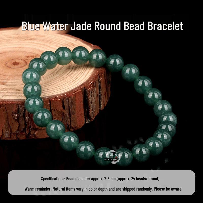Natural Hetian Ice Blue Jade Beads for Men's/Women's Bracelets & Necklaces - High Ice Grade