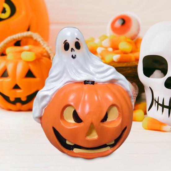Halloweenská dýně duch figurka pryskyřice strašidelná kreslená socha ducha socha domácí kancelář stolní knihovna sváteční párty dekorace ozdoba