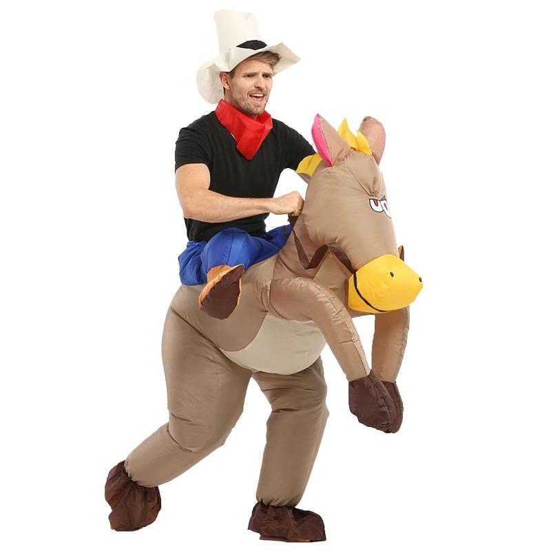 Adult Gray Horse Riding Inflatable Costume, Funny Party Inflatable Costume
