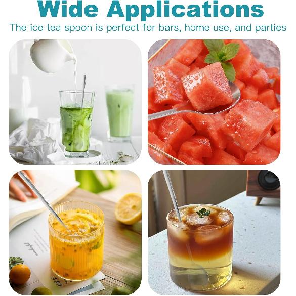 9.5-Inch Long Spoon, Ice Tea Spoons for Ice Cream, Coffee, Cocktail, Stainless Steel Long Spoons for Stirring, Long Handle Spoon, Set of 6