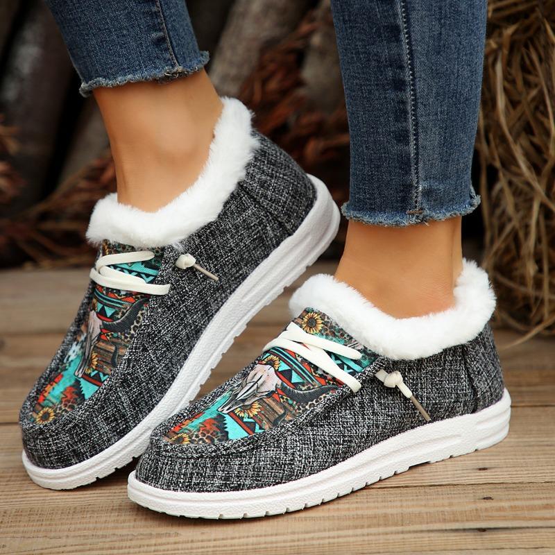 Plus - Size Women's Loafers - New Winter 2025 Style, Cross - Border for Amazon, Flat - Soled and Casual Women's Cotton Shoes for Foreign Trade