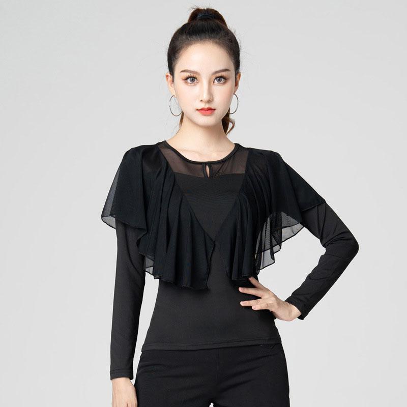 Damen Line Dance Tops Samba Party Latein Shirt Sommer Erwachsene Frauen Tanz Langarm Tops Performance Praxis Kleidung