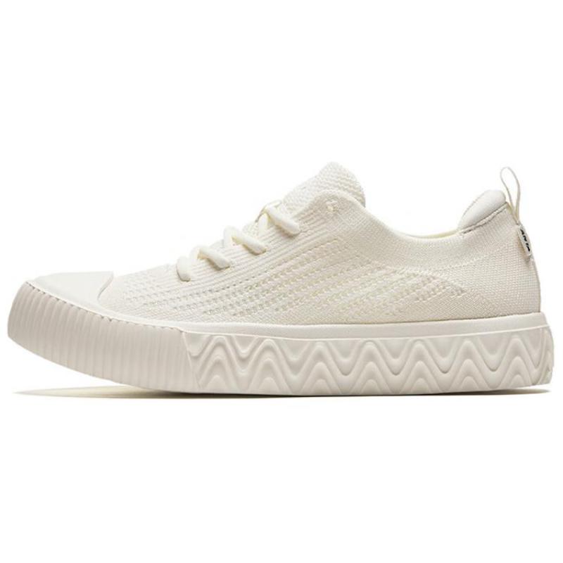 Anta Flyknit Breathable Low-Top Skateboard Shoes Women's White Sneakers 122428014-4