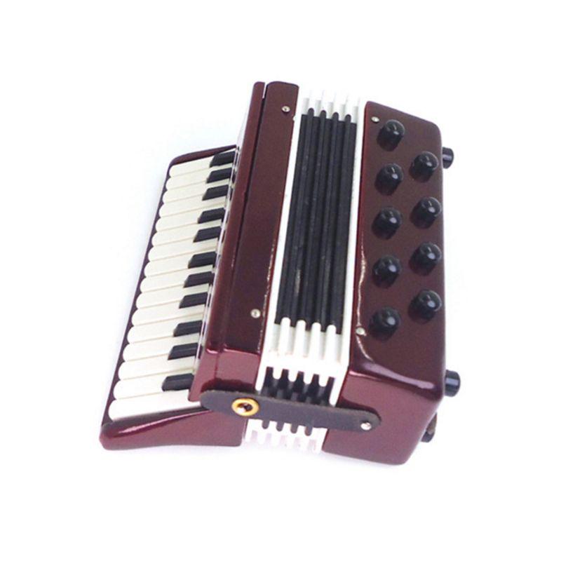 1/12 Dollhouse Wooden Accordion Miniature Musical Instruments Model Collection